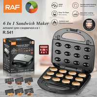 Machine à Sandwich Électrique RAF R.541 6 en 1 Multifonction Démontable pour Petit-Déjeuner, Crêpes et Paninis