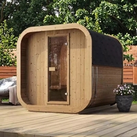 Sauna extérieur en cèdre rouge canadien de luxe, design élégant, pour usage sec et humide, avec poêle en bois, capacité 2-6 personnes