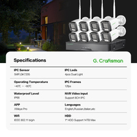 Kit Système de Surveillance Vidéo de Sécurité Domestique avec Caméra WIFI Extérieure Sans Fil XMEYE ICSEE 5MP et Enregistreur NVR 8 Canaux GW-TFD-M5X-K8(RTS)