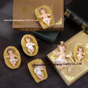 Set Regalo Battesimo Religioso con Scena della Natività in Poliresina Nascita di Gesù Bambino Artigianato in Resina - Product Image 2