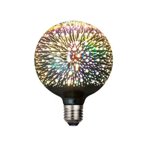 新しいデザインエジソンランプボール3Dモデルカラフルな花火LED4wG125クリエイティブラウンドガラスビッグライトホリデー装飾電球