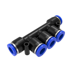 Dde Dade Pneumatics Five Way Air <b>Connector</b> Pk4 6 8 10 12 Blue <b>Quick</b> Connect Plastic Fittings For Pneumatic Systems - Product Image 1