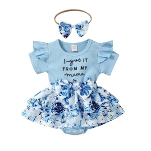Pyjama pour bébé fille 100% coton Barboteuse <span class=keywords><strong>Oneside</strong></span> à manches courtes pour nouveau-né - Product Image 3