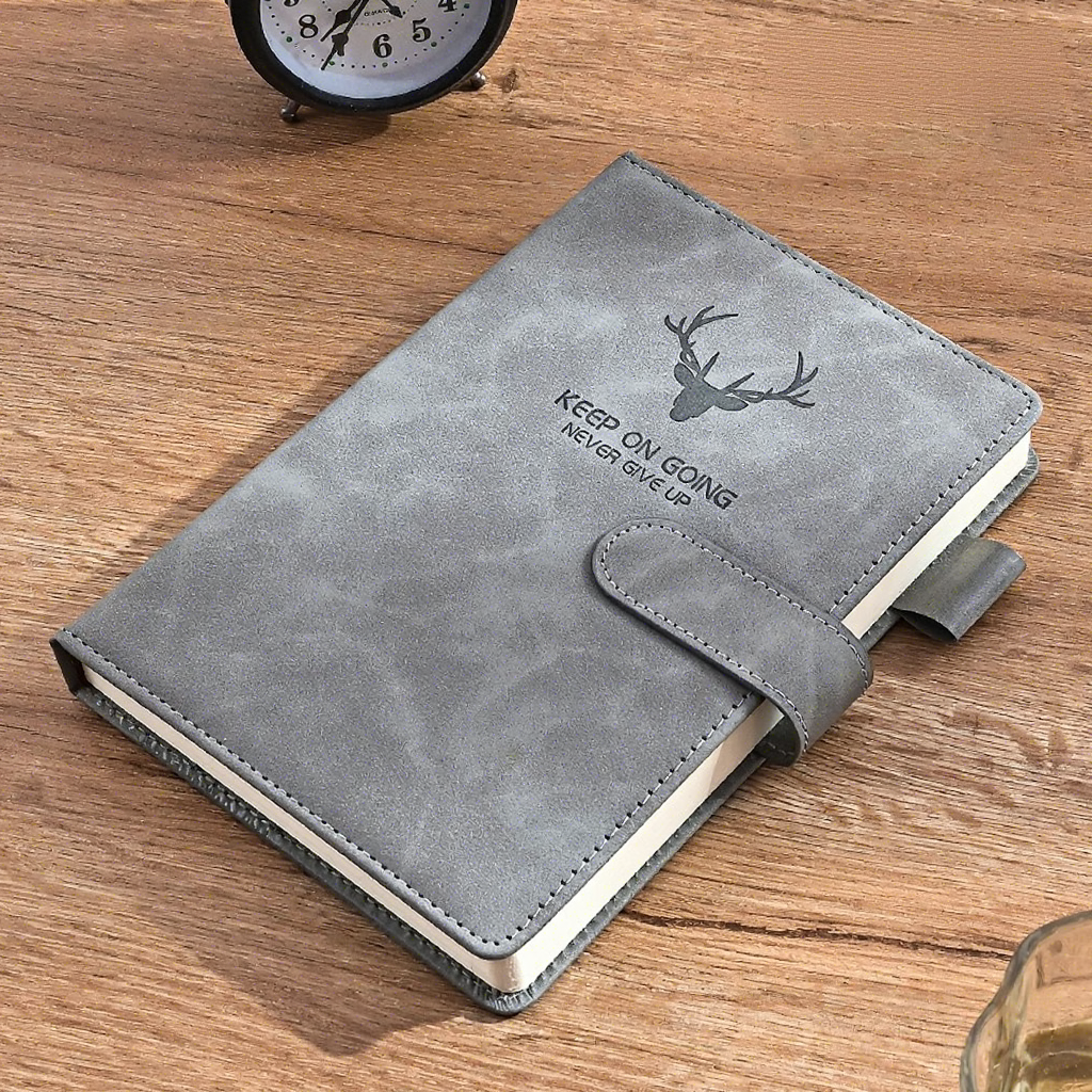 Gray leather buckle-deer head-180 sheets 360 pages