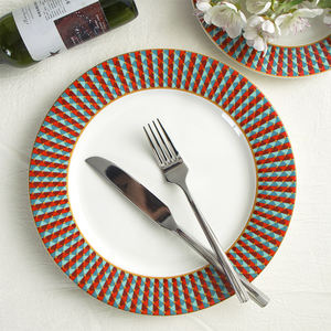 Service de vaisselle moderne JQY, vaisselle de luxe, vaisselle minimaliste en porcelaine, vaisselle en céramique à motif diamant pour <span class=keywords><strong>restaurants</strong></span> - Product Image 2