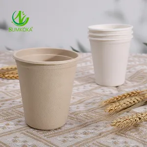 SUMKOKA Top-seller graxa biodegradável prova bebendo copos de papel descartáveis bagaço cana