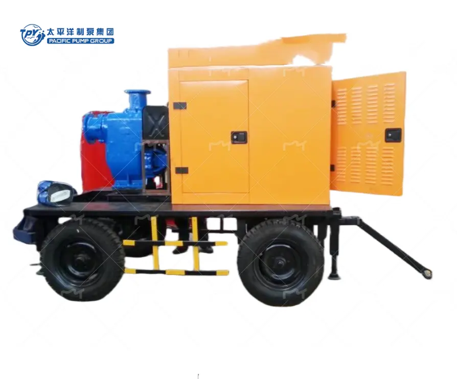 Tự mồi Bơm ly tâm với động cơ diesel Trailer gắn cho thủy lợi kiểm soát lũ thoát nước