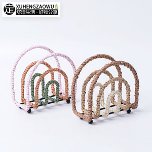 XUHENGZAOWU Serre-livres en corde faits à la main, organisateur de bureau vertical en fer multicolore pour la décoration de la maison et du bureau - Product Image 1