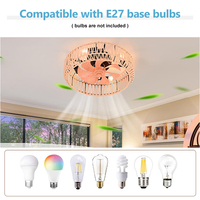 Ventilateur de plafond LED avec moteur DC en métal et corde de chanvre, style ferme, avec télécommande pour la maison, la chambre à coucher, la salle à manger