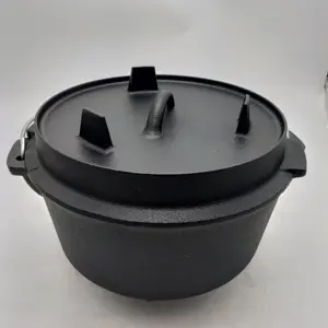 Four hollandais d'extérieur Four hollandais pré-assaisonné <span class=keywords><strong>en</strong></span> <span class=keywords><strong>fonte</strong></span> <span class=keywords><strong>noire</strong></span> de haute qualité 8L Cuisine de camping avec prêteur - Product Image 1