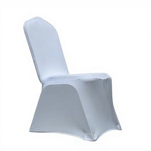 Housse de chaise élastique réutilisable en spandex/polyester blanc pour événements et mariages, lavable en machine, usage hôtelier - Product Image 1