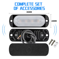 Barre lumineuse de signalisation d'urgence - 12V-24V 12W 4LED Blanc+Jaune Étanche Certifié CE Accessoires universels pour voitures