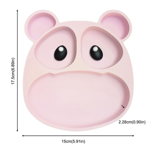 Assiette à compartiments multiples en silicone pour enfants, motif ours de dessin animé, avec fourchette et cuillère, non toxique, résistante à la chaleur, compatible lave-vaisselle, avec boîte - Product Image 3