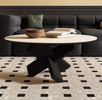 Table basse en bois et pierre de style Wabi-Sabi rétro, design pliable durable avec rangement pour les petits salons, meubles de maison