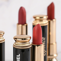 Rouge à lèvres mat minéral luxueux noir et or en tube, haute pigmentation, végétalien, nude, marque privée