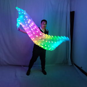 Veli <span class=keywords><strong>LED</strong></span> Luminosi in Seta per Danza del Ventre, Accessori per Spettacoli con Veli Rettangolari Multicolore - Product Image 6