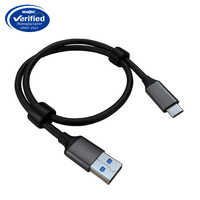 Kabel pengisi daya Data tipe C, aksesori ponsel & komputer pengisian daya PVC 0.5M 3A 60W 10Gbps USB3.0 sampai Tipe C