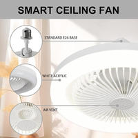 Ventilateur de Plafond Moderne avec Lumières, Tête Mobile, Ampoule Dimmable Intelligente, Rotation à 360° et Télécommande