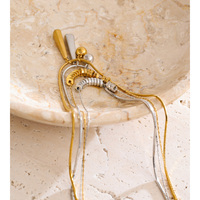 Collier JINYOU 3163, collier à chaîne de perles en forme de serpent à double couche, acier inoxydable plaqué or, pendentif