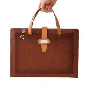 Porte-documents portable A4 en cuir PU avec poignée, grande capacité, pour le bureau et les voyages, dossier de classement professionnel pour les réunions - Product Image 1