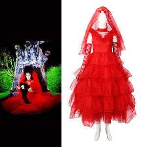 Estilo Vintage Lydia Vestido de novia rojo Traje de Carnaval de Halloween para películas y TV Trajes de disfraces de cosplay - Product Image 1