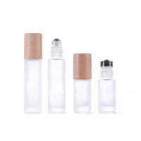 Botol kaca botol rol bening alami, rol minyak esensial 10ml dengan tutup bambu