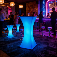 Tabouret de bar haut lumineux à LED en plastique de luxe, alimenté par batterie rechargeable, pour discothèque, bar à cocktails, bar à domicile et hôtel