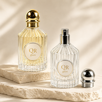 Vente flash - Flacon de parfum rond de 50 ml, 100 ml, 30 ml, flacon de parfum vide avec emballage boîte et couvercle doré, étiquette métallique personnalisée