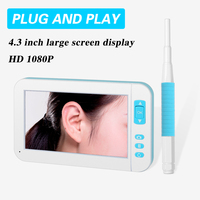 Caméra dissolvant de cire d'oreille 5.5mm HD1080P Ent Endoscope 4.3 pouces HD écran caméra numérique oreille moniteur Earpick