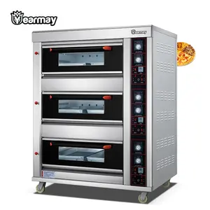 Pizza Maker Newest Yearmay 3 Layer Gas Pizza Oven Cooking Pizza and Bread Can Add Stone or Steam Digital Timer Control Double Ce