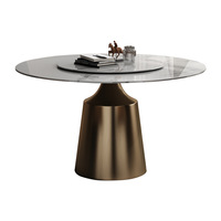 Ensemble de tables à manger légères, de luxe et au design moderne, pierre frittée haut de gamme de haute qualité, meubles de maison rotatifs simples en métal haut de gamme