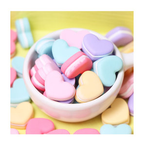 Hạt Cườm Hình Trái Tim Đáy Phẳng Dễ Thương 100 Hạt Charm Nhựa Resin Phong Cách Macaroon Sặc Sỡ Để Trang Trí Phụ Kiện - Product Image 4