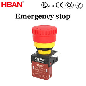 Botón de Paro de Emergencia Industrial HBAN de 22mm con Cabeza Roja, Interruptor de Paro de Emergencia 1NO1NC con Retención y Reinicio por Giro - Product Image 1