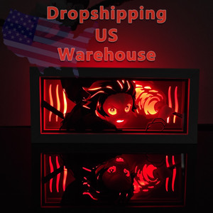 Lámpara de Escultura de Papel 3D de Anime Girl Zorro <span class=keywords><strong>Luffy</strong></span>, Caja de Luz LED Ultrafina, Manualidades de Cosplay, Envío desde Almacén de EE. UU. en 3 Días - Product Image 1