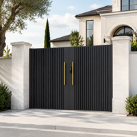 Portail double battant vertical en aluminium de luxe, noir, pour cour, avec serrure numérique intelligente et design personnalisé