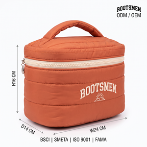 Grande Trousse de Maquillage de Voyage Orange Matelassée en PVC Épais, Imperméable, Légère et Douce, avec Fermeture Éclair, pour Femme, Tendance - Product Image 2