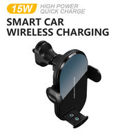 Support de téléphone de voiture en plastique à serrage automatique mains libres, chargeur sans fil à charge rapide 15W, support magnétique pour grille d'aération, capteur infrarouge