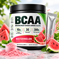 Poudre de BCAA en marque blanche OEM pour adultes 300g 10,5 oz Pastèque Soutien Musculaire et Récupération Post-Entraînement Végétalien HALAL GMP