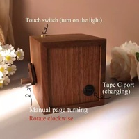 4 Boîtes à flipbook en bois avec manivelle mécanique, machine d'animation, album photo lumineux et élégant, alphabet