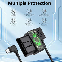 Kit de câblage OBD à capteur de mouvement pour micro-ondes, type C, pour caméra embarquée, protection de batterie de voiture 24H, câble OBD2 vers USB