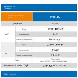 <span class=keywords><strong>PHS</strong></span>-3C PH200EM Precisão Água <span class=keywords><strong>pH</strong></span> Medidor Industrial Desktop Detector OEM personalizável - Product Image 3
