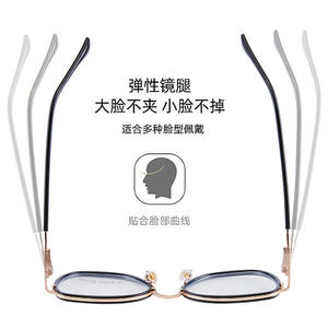 Monture de lunettes ronde TR90 87150 anti-lumière bleue pour femme, style européen, largeur de monture moyenne, verres AC - Product Image 4