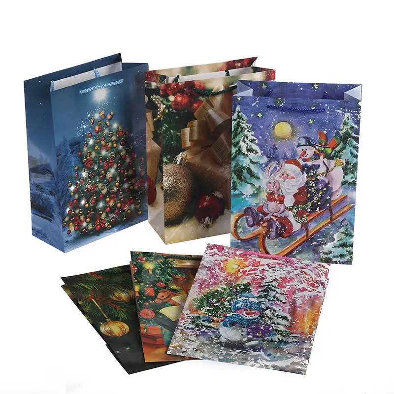 2021 personalizado de regalo de embalaje de compras de papel de Navidad bolsa decorativa