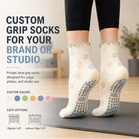 Chaussettes de yoga personnalisées pour femmes avec volants, chaussettes de Pilates antidérapantes en coton, chaussettes respirantes pour la danse classique, le yoga et l'entraînement