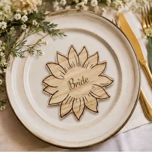 Flower Graduation Wedding <b>Place</b> Cards Custom Durable <b>Wooden</b> <b>Name</b> Tags Rustic Guest Seat Marker Garden - Product Image 1