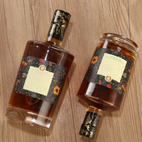 Bouteille en Verre Personnalisée de Forme Ovale 750 ml, Flasque pour Spiritueux, Cognac, Whisky, Gin, Tequila, Prix Usine