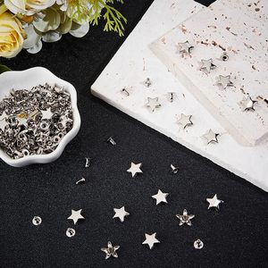 CABODYALS Pcs MM Iron Silver Star Studs <b>Leather</b> Metal Buckle Button Stud Stars Shape Spikes Tubular <b>Rivets</b> Set For Leathercraft - Product Image 4