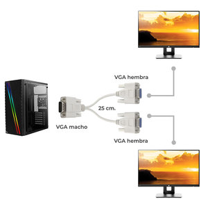 Vga Video Splitter <b>Cable</b> 1 To 2 <b>Monitor</b> For <b>Pc</b> Computer Display Connection - Product Image 2