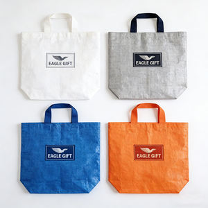 Sac fourre-tout pliable en résine PLA durable, imperméable, avec logo personnalisé, fermeture auto-agrippante, sac tissé en PP - Product Image 6