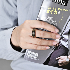 แหวนรูปดวงตาสไตล์เรโทรสำหรับผู้ชาย ทำจากโลหะผสมสังกะสี ดีไซน์รูปทรงเรขาคณิต แต่งลายแบบมินิมอล ของขวัญเครื่องประดับ - Product Image 2